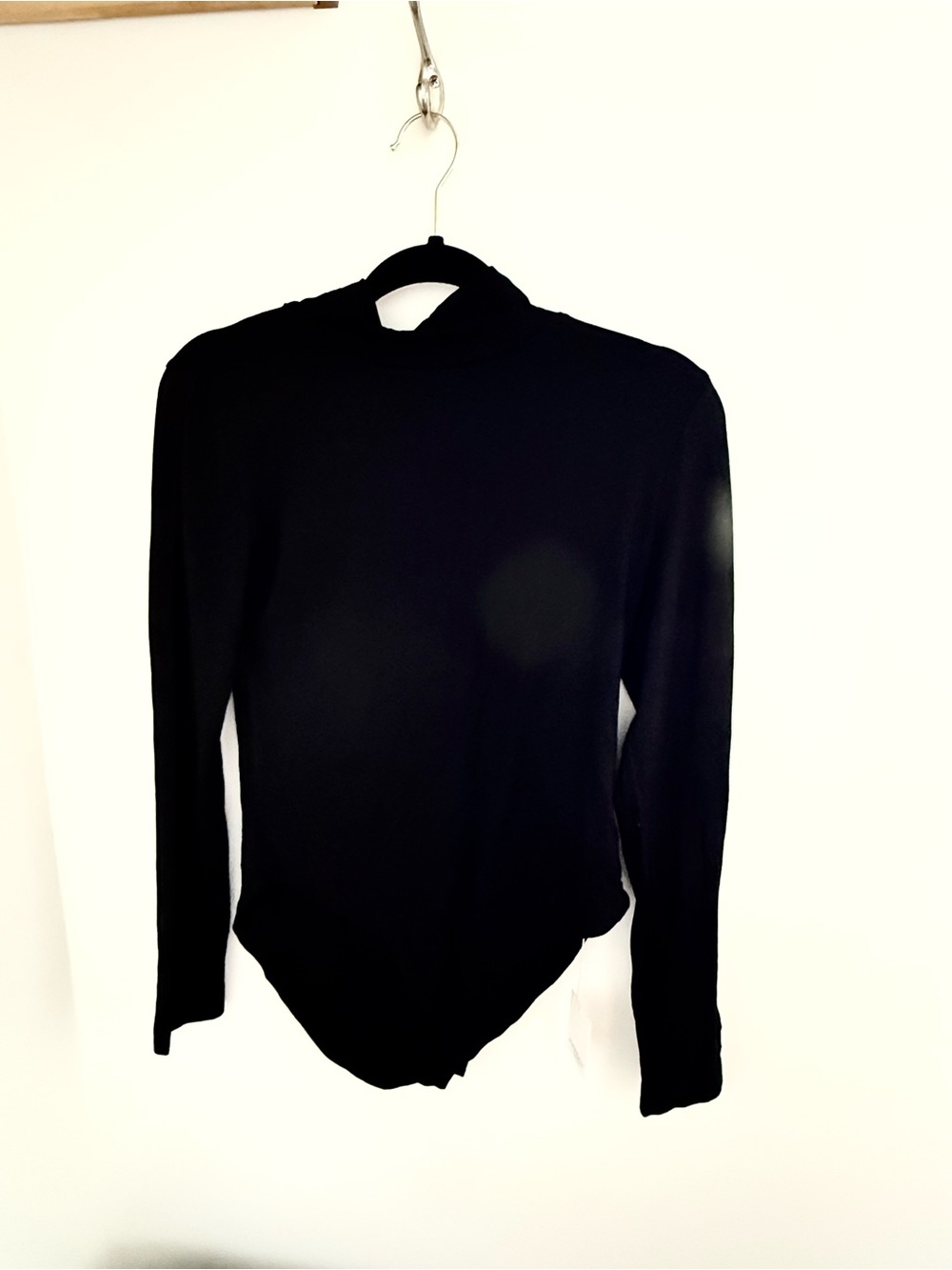 NWT Mangopop Black Mock Neck Bodysuit L Long Sleeve Layering Essential Capsul